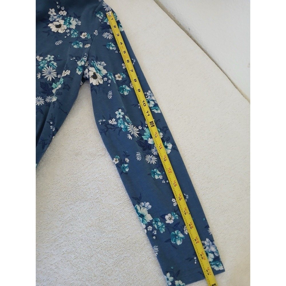 Croft & Barrow Women Size XL Blue Floralโ Mock Neck Long Sleeve Cotton Pullover - Picture 13 of 15